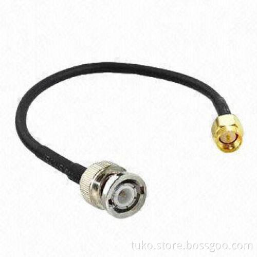 RF coaxial cable assembly, BNC male to SMA male